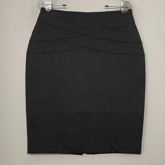 INC International Concepts Pencil Skirt Size 8 Black Ponte Knit Bodycon Bandage - Picture 1 of 7
